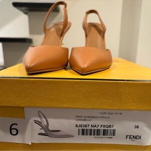 Fendi Tan Slingback Heels